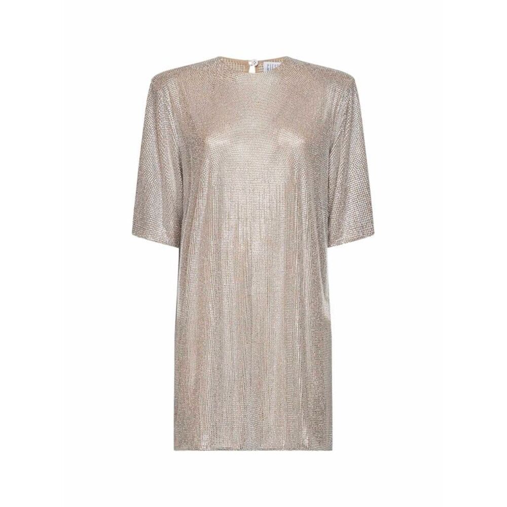 Giuseppe Di Morabito Women Silver Crystal-Embellished Tulle T-Shirt Mini Dress
